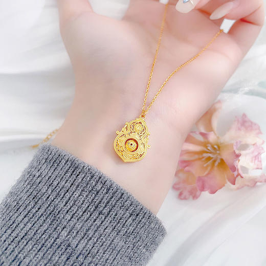 【限时克减150元】足金999 #时来运转 #葫芦 5G黄金镂空调节花丝三元报喜人生四美葫芦套链（珠可转动）(AG5GTL00467)（预售产品下单后不退款不退货不换货不补差价） 商品图2