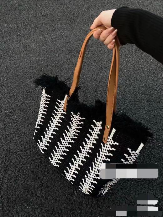 雀说 条纹流苏大容量百搭包帆布包托特包 商品图7