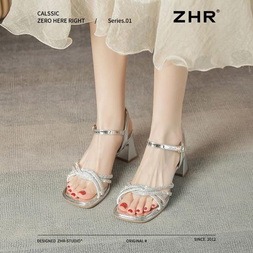ZHR仙女水钻凉鞋2025夏季新款时尚超仙一字带粗跟凉鞋轻便高跟鞋 商品图9