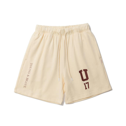 U17 组合 LOGO  印花短裤 米黄色 商品图0