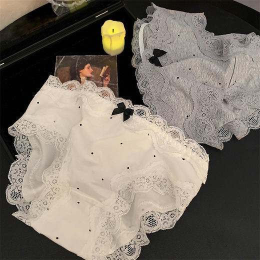 【百分棉~甜美复古💖舒适满分！拍1发3！】女生必备蕾丝花边纯棉内裤✨透气柔软，做你的贴心小秘密！女生甜美少女复古蕾丝花边 舒适A类纯棉透气全棉裆内裤  商品图2