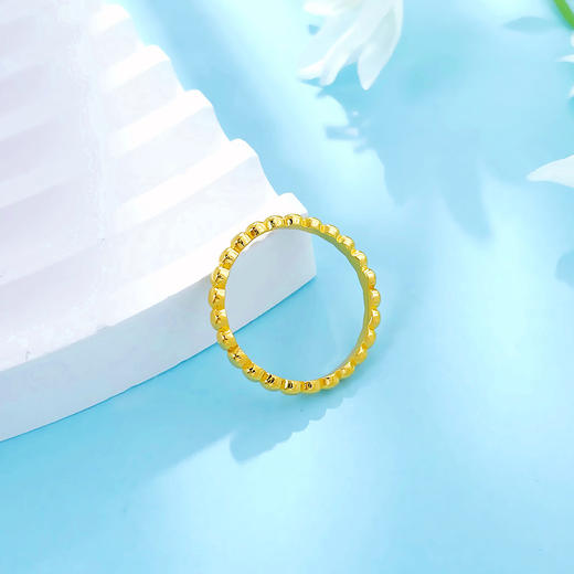 【限时克减150元】足金999 5G黄金实心固口戒指滚珠小清新条戒(AG5GJZ00388)（预售产品下单后不退款不退货不换货不补差价 商品图3