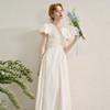 法式浪漫飞飞袖连衣裙女夏季V领抽褶收腰长裙配发圈H0050864 商品缩略图4