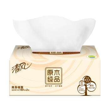清风抽纸 擦手纸2层180抽*36盒 盒装抽纸餐巾纸 酒店商务商用整箱批发 /家庭清洁/纸品 /清洁纸品 /抽纸 商品图2