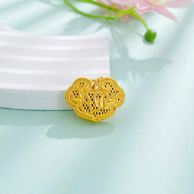 【限时7.5折】【定价黄金】足金 无氰5D硬金空心喜上眉梢平安锁锁包吊坠(V5DDZ00023)（预售产品下单后不退款不退货不换货不补差价）