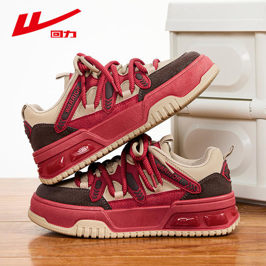 回力女鞋厚底增高板鞋秋冬加绒红色百搭拜年鞋子情侣时尚休闲鞋 商品图1