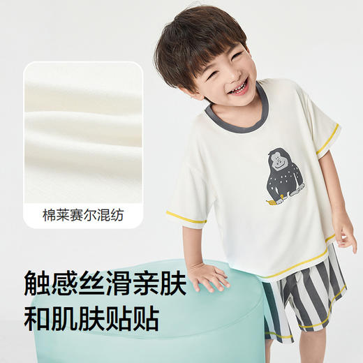 巴拉巴拉儿童睡衣套装男童家居服小童大童空调服凉感舒适亲肤卡通 商品图3