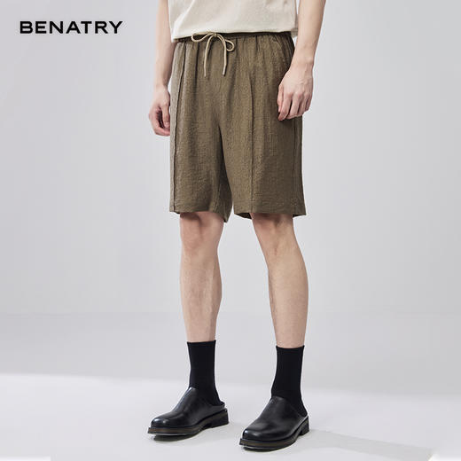 贝纳川夏季天丝肌理压褶短裤（套装下） 商品图1