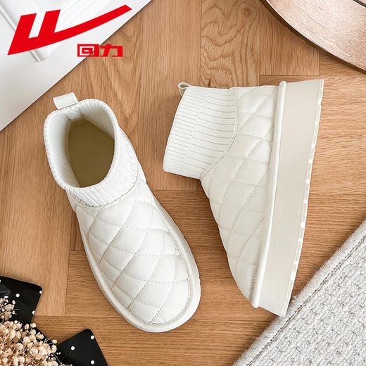 回力2024年冬季加绒加厚新款雪地靴女款保暖休闲时尚女鞋外穿棉鞋 商品图3