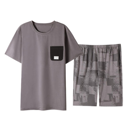 夏季短袖短裤睡衣男士莫代尔休闲简约宽松大码中青年家居服套装   JL-LGA3042 商品图4
