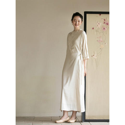 牧衣游原创 双宫绸精工手绣桑蚕丝连衣裙复古气质真丝长裙 彩笺书 商品图2