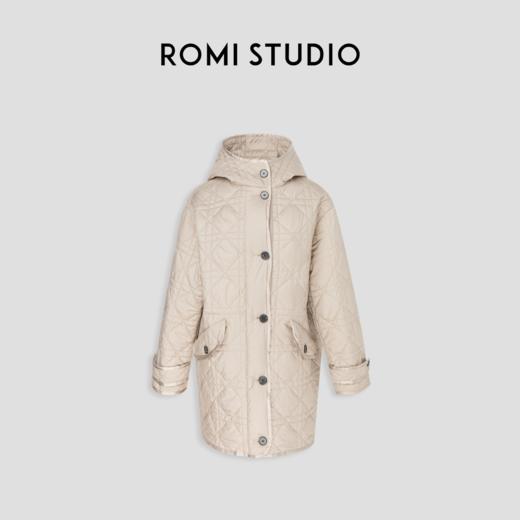 ROMI STUDIO卡其色菱格长款棉服W2495 商品图0