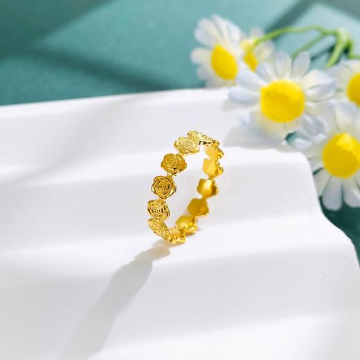 【限时克减150元】足金999.9 #浪漫花卉 #繁花锦簇 实心固口戒指镜面金浪漫玫瑰花园圈戒（面宽约4.2-4.6mm)(AIJZ00171)（预售产品下单后不退款不退货不换货不补差价 商品图1