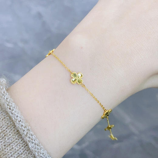 【限时克减150元】足金999 #母亲节 #CNC 5G黄金实心CNC可调节招好运幸运草手链(AG5GSL00300)（预售产品下单后不退款不退货不换货不补差价） 商品图1