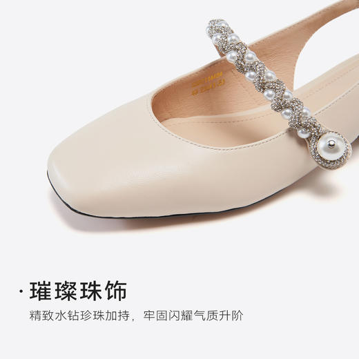 星期六优雅贝珠方头后空粗跟凉鞋SSD2114484 商品图12