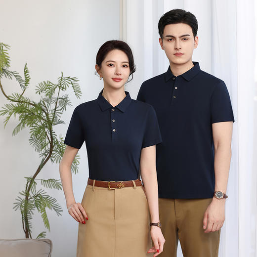 男女同款冰瓷棉棉中贵族平纹索罗那索罗纳纯色拼色翻领短袖polo衫302/301/2308/25008/25009 商品图11