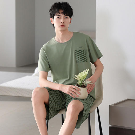 睡衣男士莫代尔夏季短袖短裤家居服轻运动风舒适凉爽可外穿套装    JL-LGA3043/LGA3044/LGA3045/LGA3046 商品图1