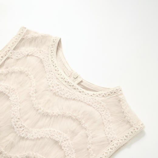 【度假欧若风】法式浪漫拼接蕾丝网纱裙女夏季波纹连衣裙H0050817 商品图5