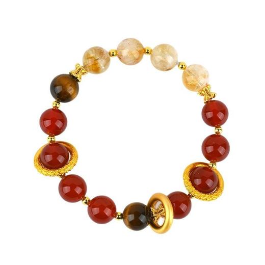 六鑫珠宝 哪吒天然红玛瑙黄塔晶手链 商品图4