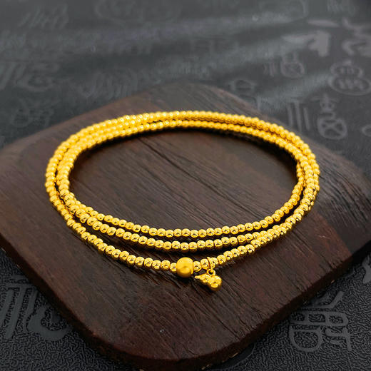 【限时克减150元】足金 【精品】3D硬金空心葫芦吊饰三圈幸运手串圆珠弹力绳成品手串(AK3DSC00023)预售产品下单后不退款不退货不换货不补差价 商品图2