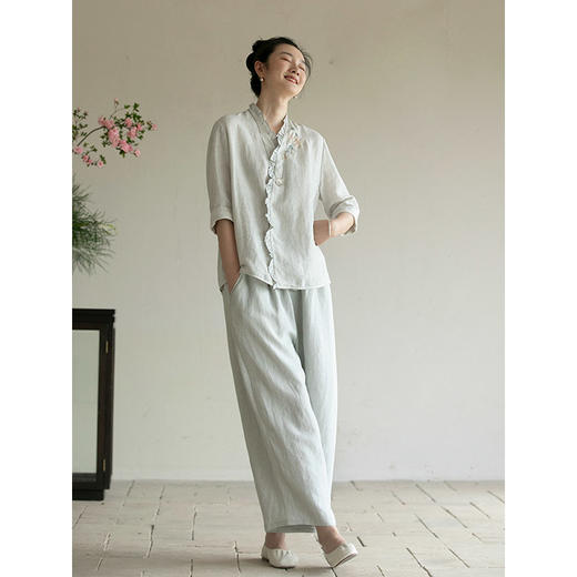 牧衣游原创 手工刺绣汉麻短外套夏新品轻薄透气禅意复古开衫 片隅 商品图2