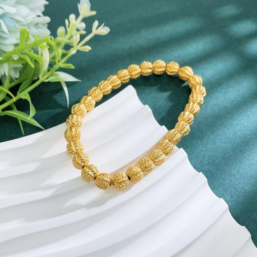 【限时克减150元】足金 #文玩 无氰5D空心国潮文玩核桃珠弹力绳成品手串(AK5DSC00014)预售产品下单后不退款不退货不换货不补差价 商品图2