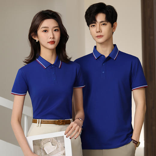 男女同款冰瓷棉棉中贵族平纹索罗那索罗纳纯色拼色翻领短袖polo衫302/301/2308/25008/25009 商品图1