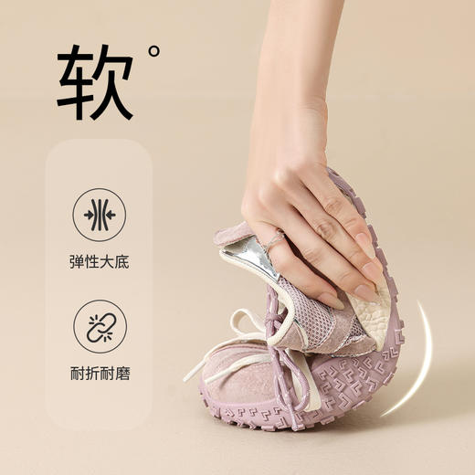 ZHR真皮透气德训鞋女夏季商场同款2025厚底休闲网面紫色阿甘鞋 商品图9