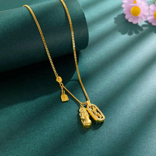 【限时克减150元】足金999 #小红书 #叠戴 #招财纳福 【精品】镂空AB链金刚杵貔貅叠戴调节套链(AUQTL00223)预售产品下单后不退款不退货不换货不补差价 商品图2