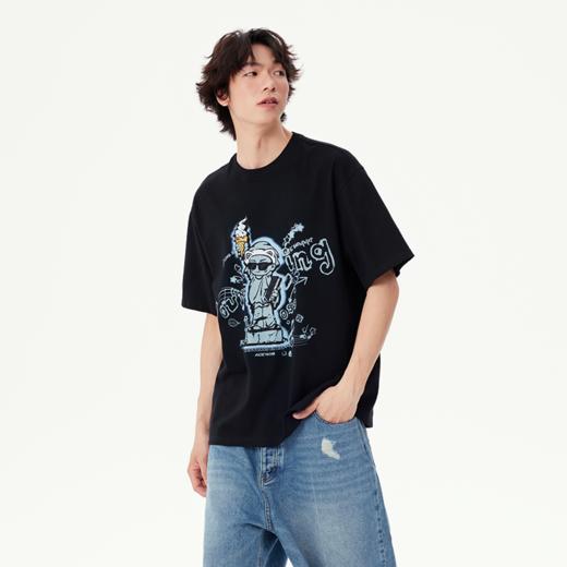 YKYB黄子韬短袖T恤自由女神全棉舒适透气趣味涂鸦氛围感上衣Y52NDT062 商品图4