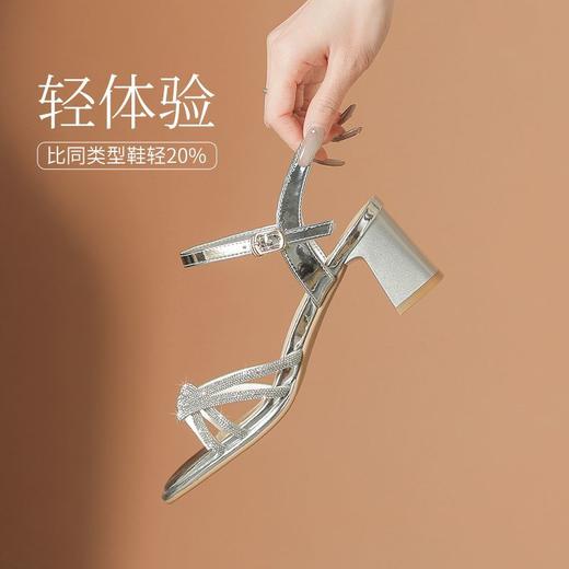 ZHR仙女水钻凉鞋2025夏季新款时尚超仙一字带粗跟凉鞋轻便高跟鞋 商品图3