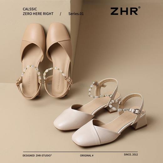 ZHR则则法式包头凉鞋女粗跟夏季仙女风浅口玛丽珍鞋软底凉鞋女 商品图4