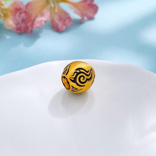 【限时7.5折】【定价黄金】足金 #电黑金 3D硬金电黑金祥云如意纹转运珠手串配件Diy手串配件(V3DSC00449)预售产品下单后不退款不退货不换货不补差价 商品图0