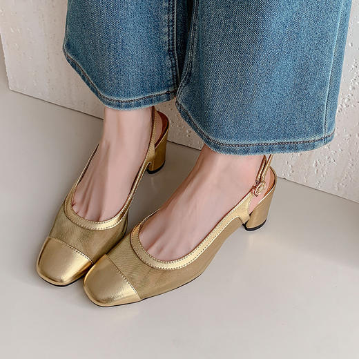 【预售5天】小香风粗跟包头凉鞋女仙女风新款夏季网纱百搭圆头玛丽珍单鞋KLLN&4185 商品图0