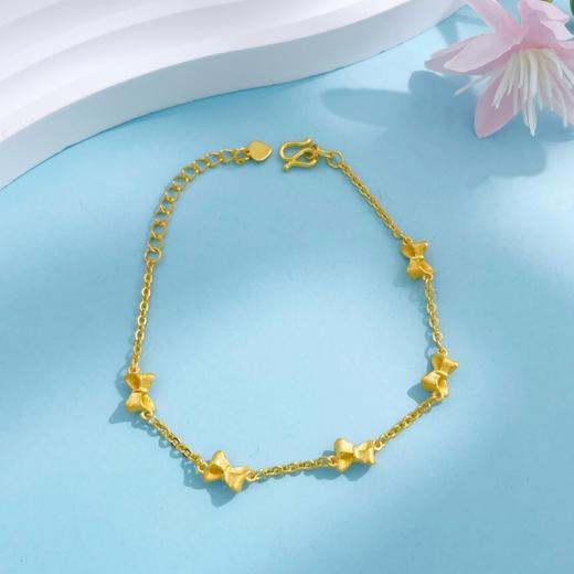 【限时克减150元】足金999.9 【精品】五蝴蝶结实心甜心蝴蝶结调节手链(BTWSL00005)（预售产品下单后不退款不退货不换货不补差价）（预售产品下单后不退款不退货不换货不补差价） 商品图0