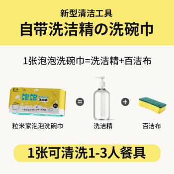 粒米厨房洗碗巾一次性50片*3包可当厨房湿纸巾去油污洗碗布懒人抹布 /家庭清洁/纸品 /清洁纸品 /厨房纸巾 商品图6