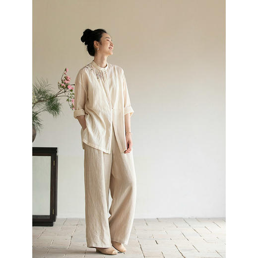 牧衣游原创 丝棉手工刺绣短外套夏季新品轻薄舒爽百搭开衫 和月香 商品图2