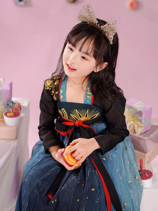 【重回汉唐小南时叙】儿童改良齐胸连衣裙原创汉服女童夏季薄款亲子款 商品图3