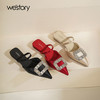 Westory2025年夏季包头拖鞋低跟尖头空凉鞋W25AH59501 商品缩略图0