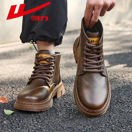 回力男鞋秋冬新款马丁靴工装鞋靴子男士系带百搭户外登山复古短靴 商品图0