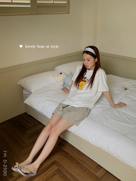 【会呼吸的冰瓷棉】夏季新款睡裙女黑猫熊熊卡通萌宠蕾丝冰棉大T裙 休闲圆领短袖短裤套装 商品图8