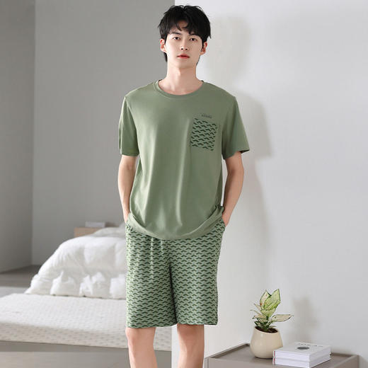 睡衣男士莫代尔夏季短袖短裤家居服轻运动风舒适凉爽可外穿套装    JL-LGA3043/LGA3044/LGA3045/LGA3046 商品图3