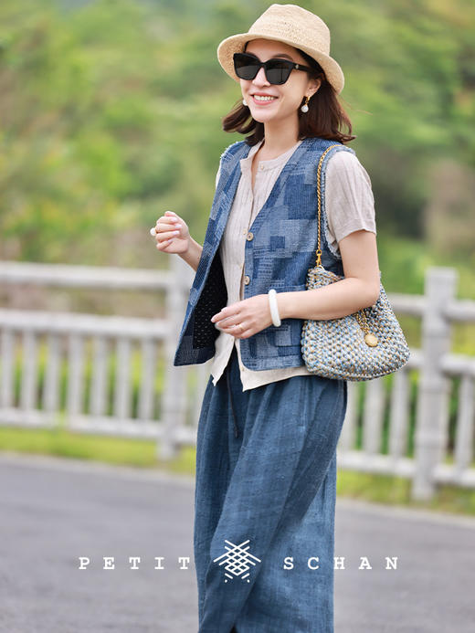 PETIT SCHAN小闪 CLO#806 wander intimate friend 挚友 桑蚕丝棉麻竖坑条短袖针织衫 商品图6