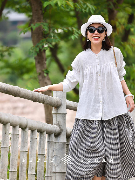 PETIT SCHAN小闪 CLO#804 White Children's Dream Book 白色童梦书 纯亚麻法式打揽娃娃衫小衫 商品图0