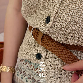 【现货】良木礼银扣编织皮带（4501）