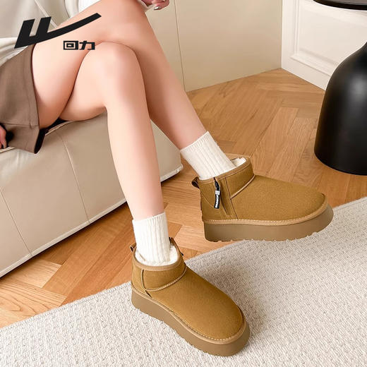 回力雪地靴女款冬季加绒加厚2024新款面包鞋子皮毛一体外穿棉鞋女 商品图4