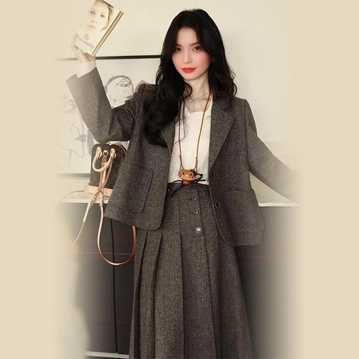 裁缝学苑AS471韩系毛呢西装女外套+百褶裙半身裙套装女装图纸样板 商品图3