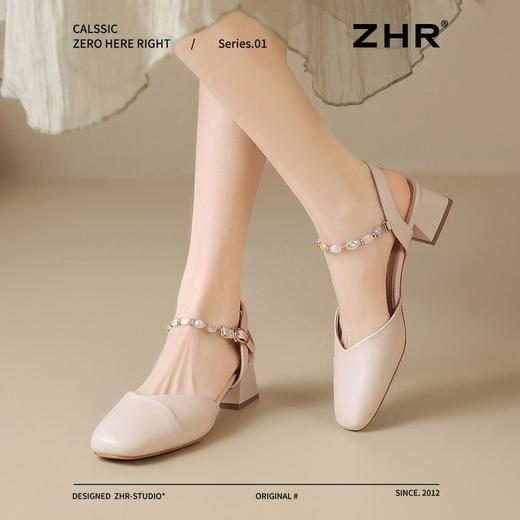 ZHR则则法式包头凉鞋女粗跟夏季仙女风浅口玛丽珍鞋软底凉鞋女 商品图6