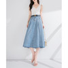 丁摩 天丝牛仔半身裙女式高腰遮胯显瘦大摆中长款伞裙（不含腰带）2615 商品缩略图3