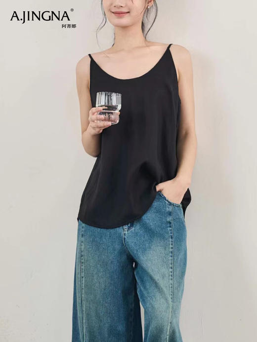 【特价不退换】阿菁娜苎麻天丝宽松时髦百搭吊带背心F30X201003 商品图1